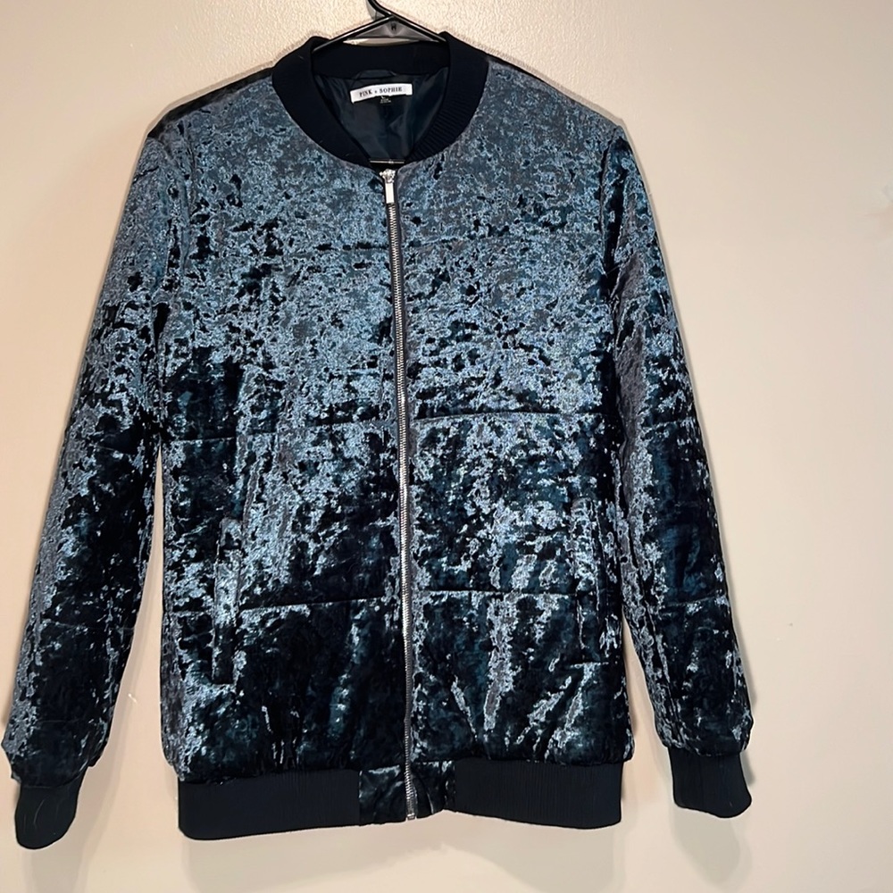 Pink + Sophie Blue Bomber Style Jacket